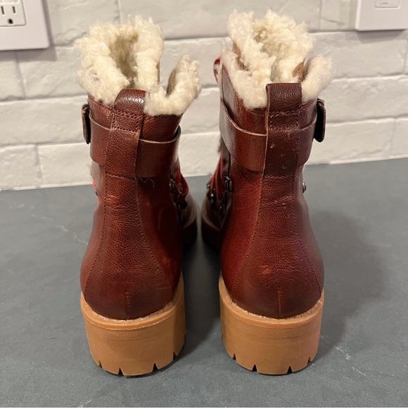 Nine West sz 10 chestnut Leather Orynne Ankle hiking Boot - Picture 14 of 16